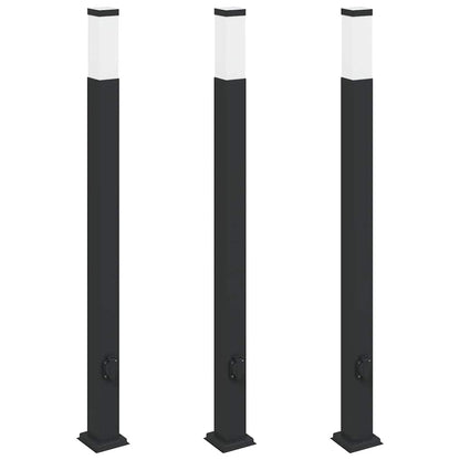 Bollard Lights with Outlet 3 pcs 110 cm Black IP44