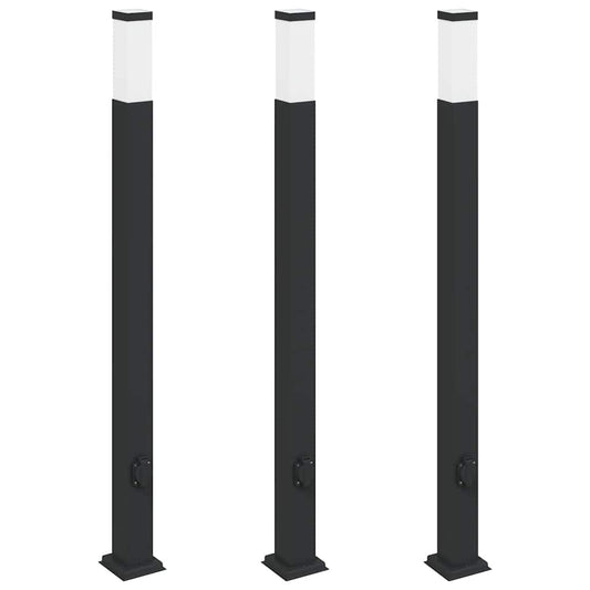 Bollard Lights with Outlet 3 pcs 110 cm Black IP44