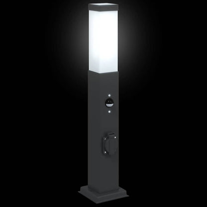 Bollard Lights with Sensor&Outlet 3 pcs 50 cm Black IP44
