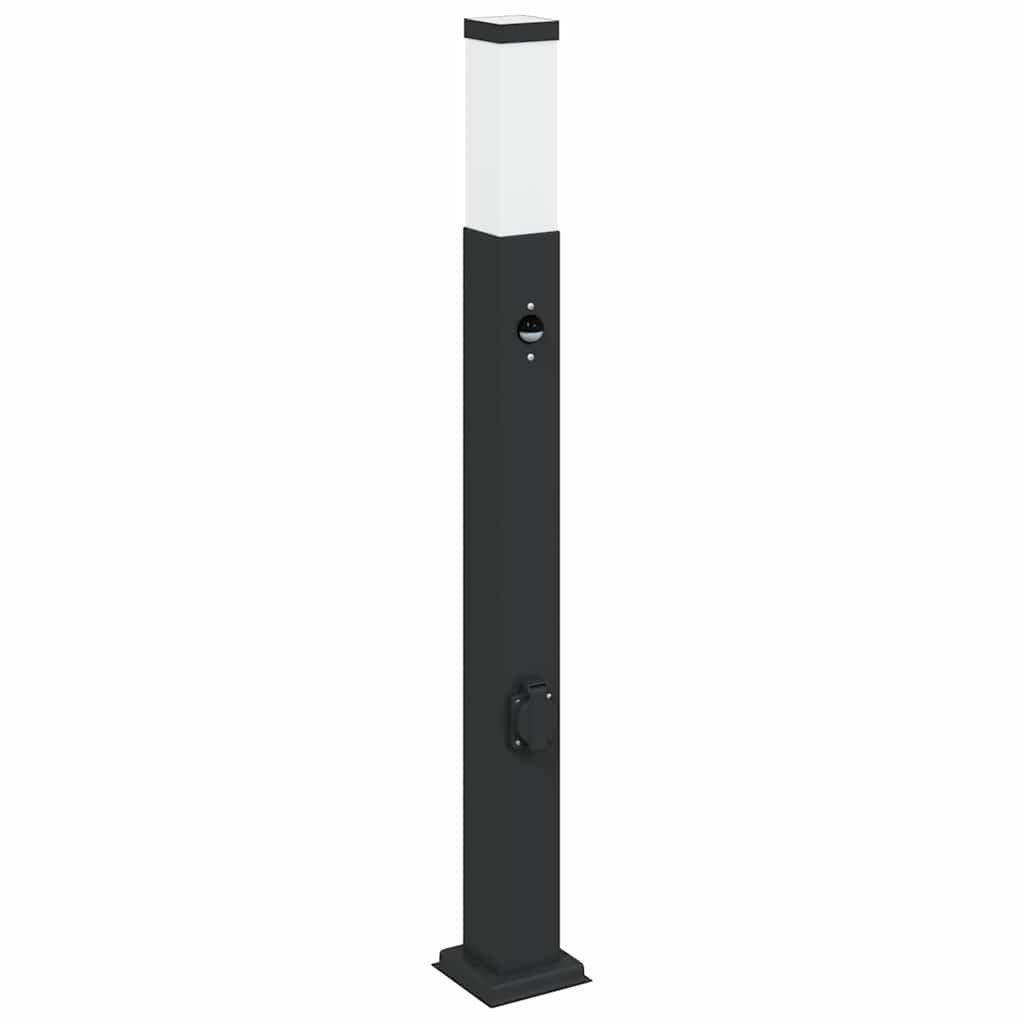 Bollard Lights with Sensor&Outlet 3 pcs 80 cm Black IP44
