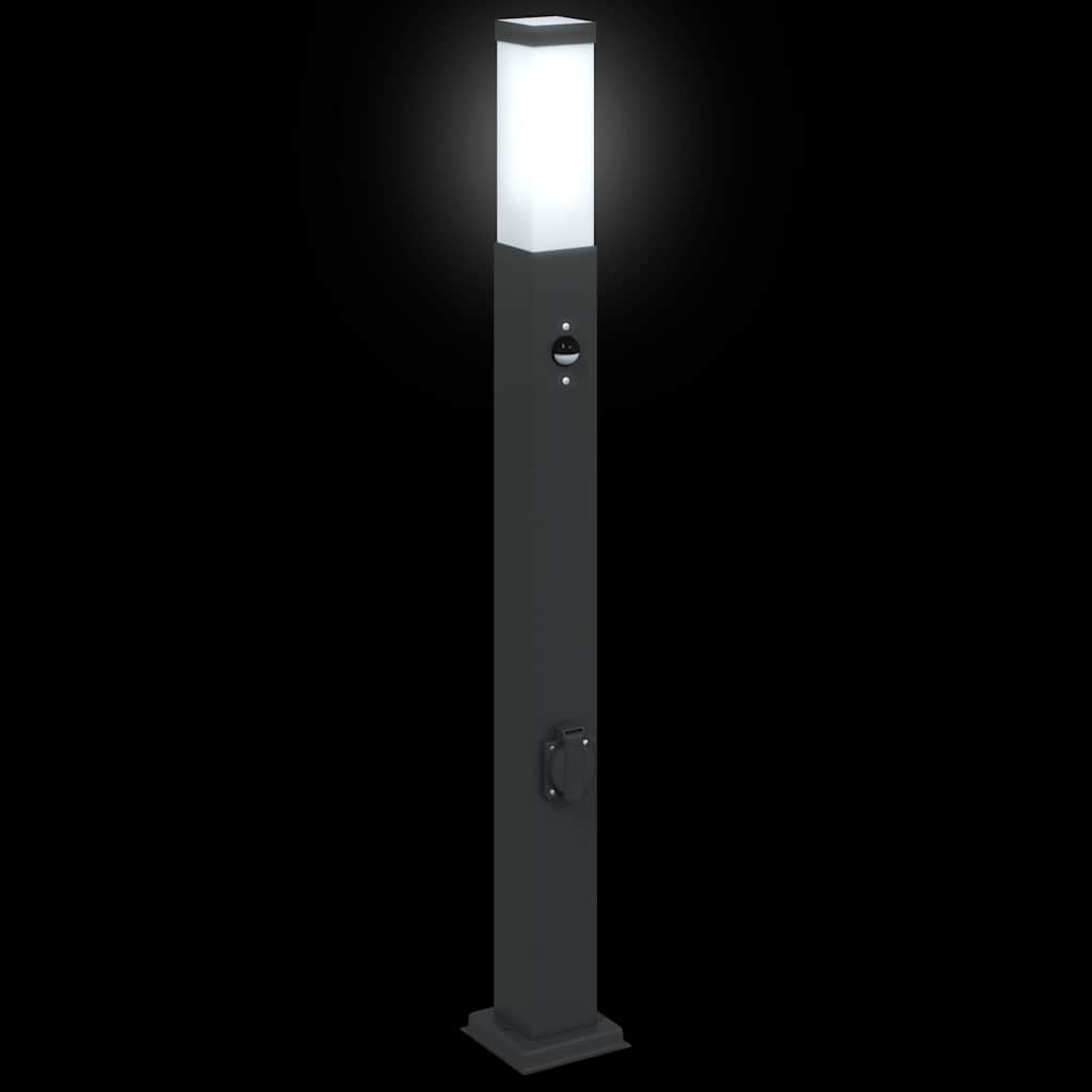 Bollard Lights with Sensor&Outlet 3 pcs 80 cm Black IP44