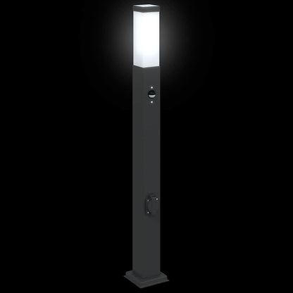 Bollard Lights with Sensor&Outlet 3 pcs 80 cm Black IP44