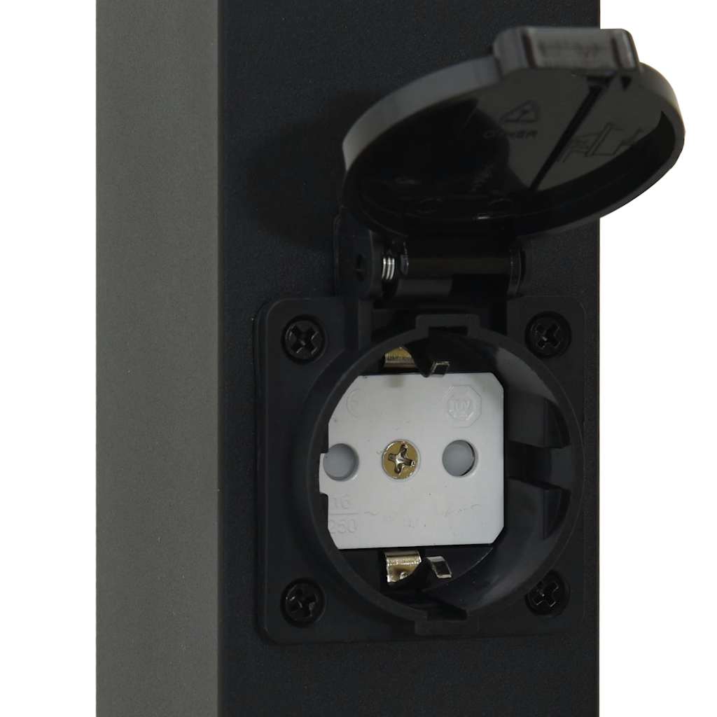 Bollard Lights with Sensor&Outlet 3 pcs 80 cm Black IP44