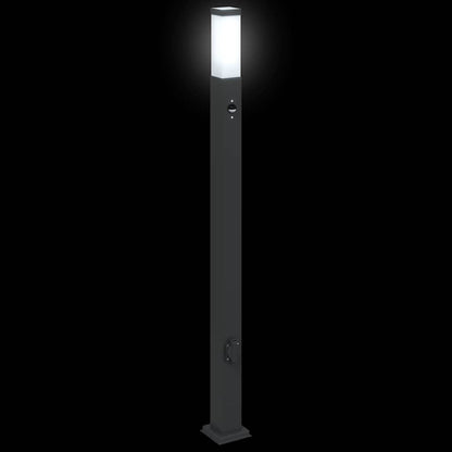 Bollard Light with Sensor&Outlet 110 cm Black IP44