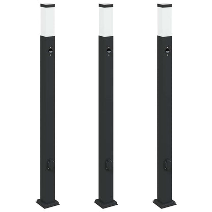 Bollard Lights with Sensor&Outlet 3 pcs 110 cm Black IP44