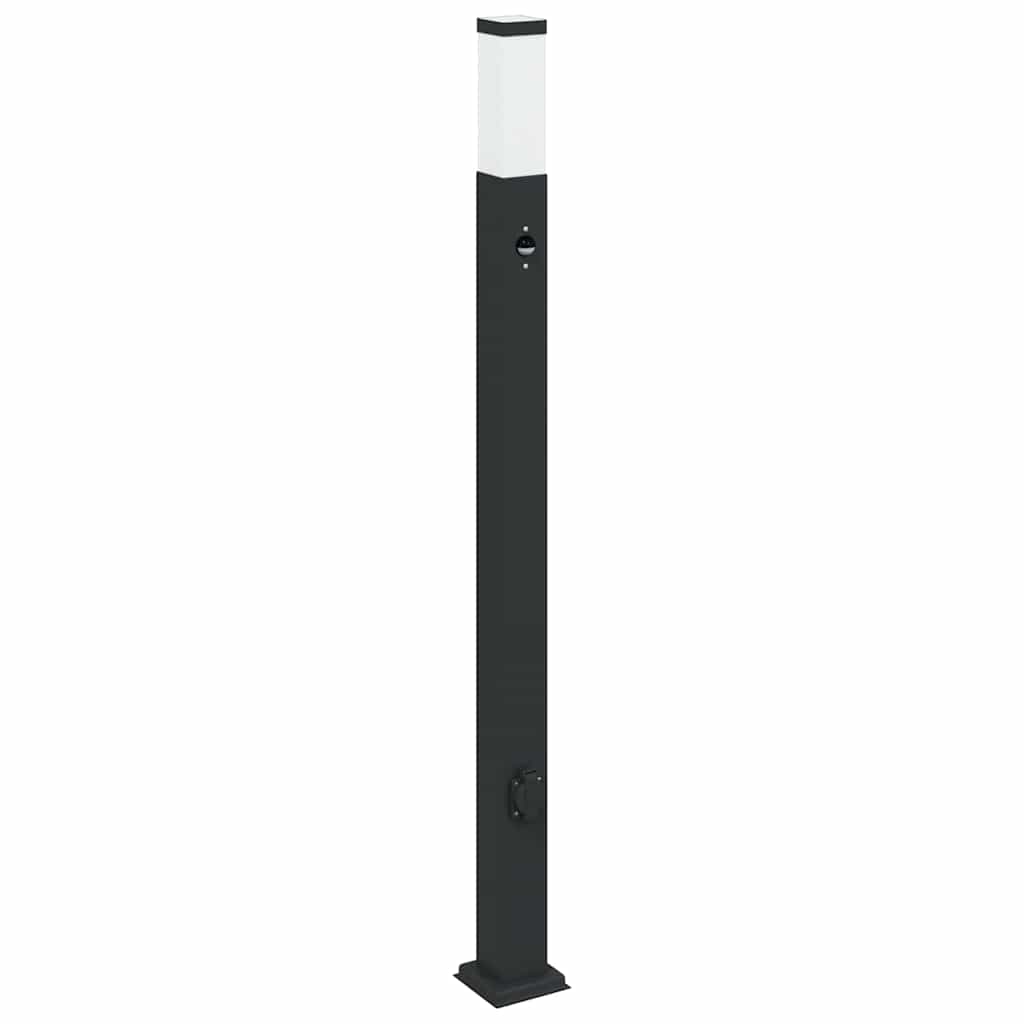 Bollard Lights with Sensor&Outlet 3 pcs 110 cm Black IP44