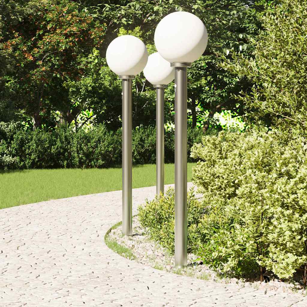 Bollard Lights with Sensor 3 pcs 120 cm Stainless Steel IP44