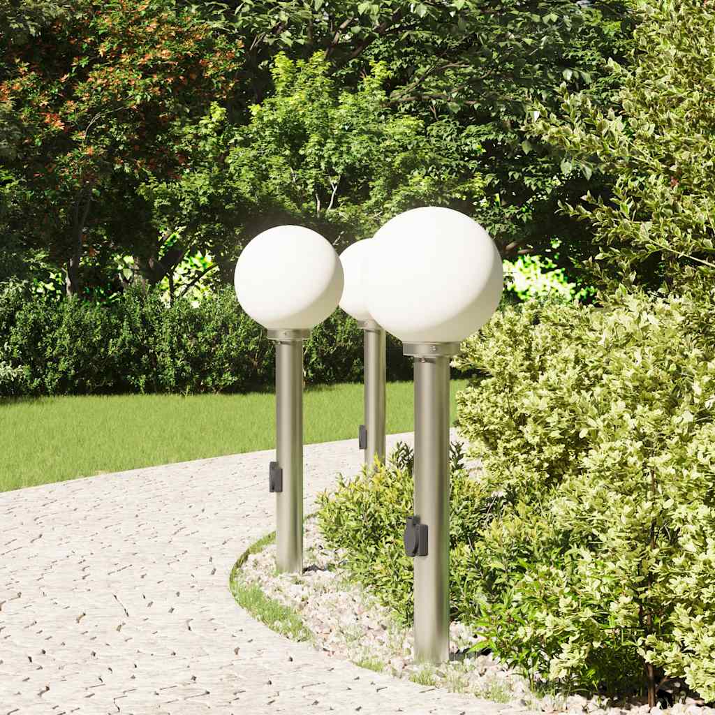 Bollard Lights with Outlet 3 pcs 80 cm Stainless Steel IP44