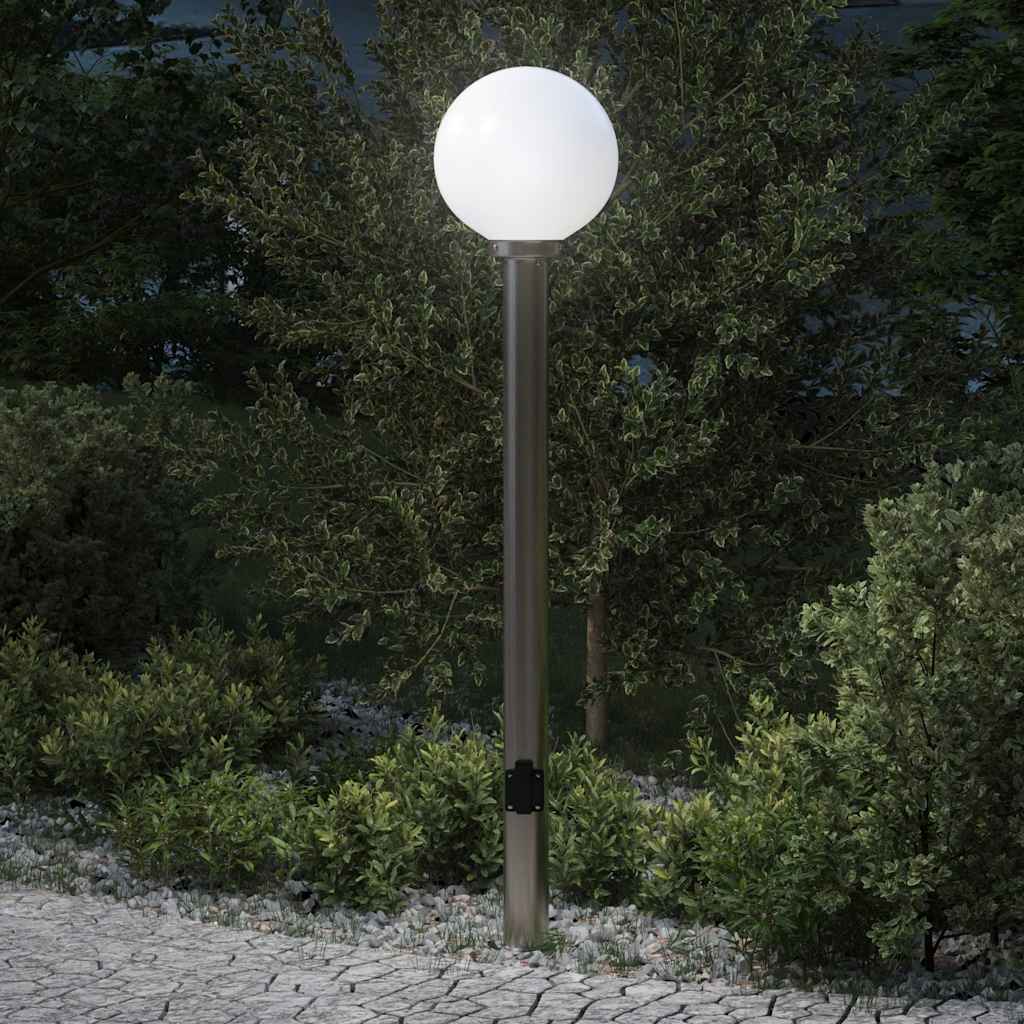 Bollard Light with Outlet 120 cm Stainless Steel IP44