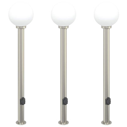 Bollard Lights with Outlet 3 pcs 120 cm Stainless Steel IP44