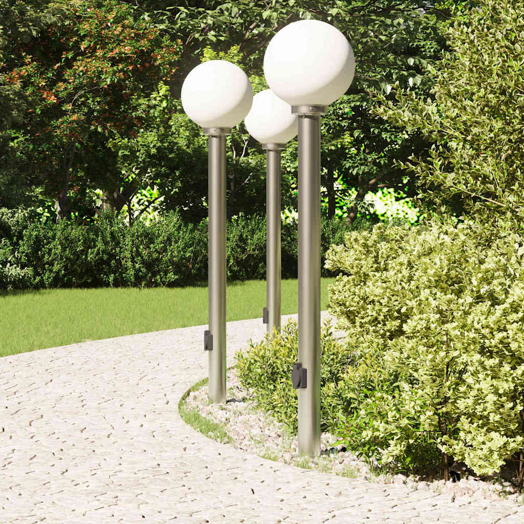 Bollard Lights with Outlet 3 pcs 120 cm Stainless Steel IP44
