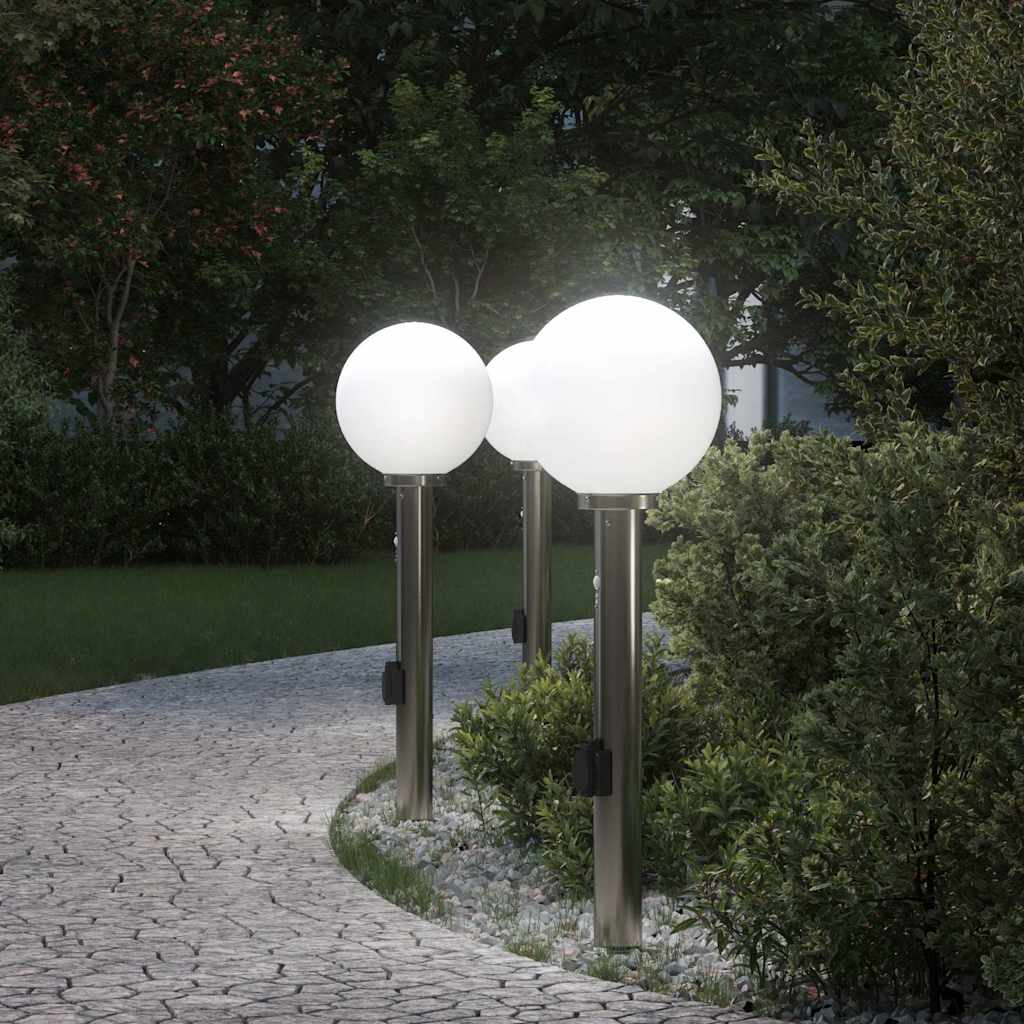 Bollard Lights with Sensor&Outlet 3 pcs 80 cm
