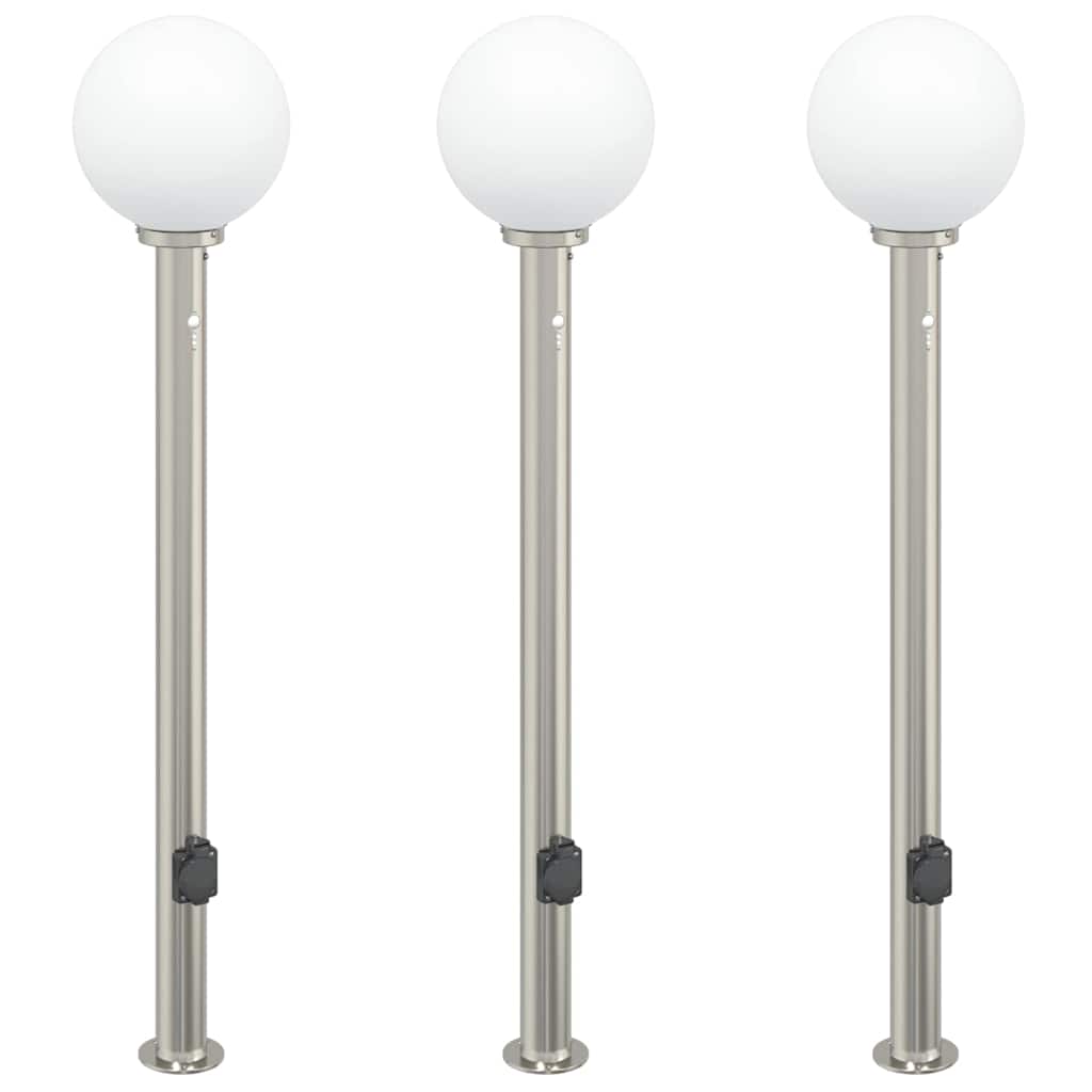 Bollard Lights with Sensor&Outlet 3 pcs 120 cm