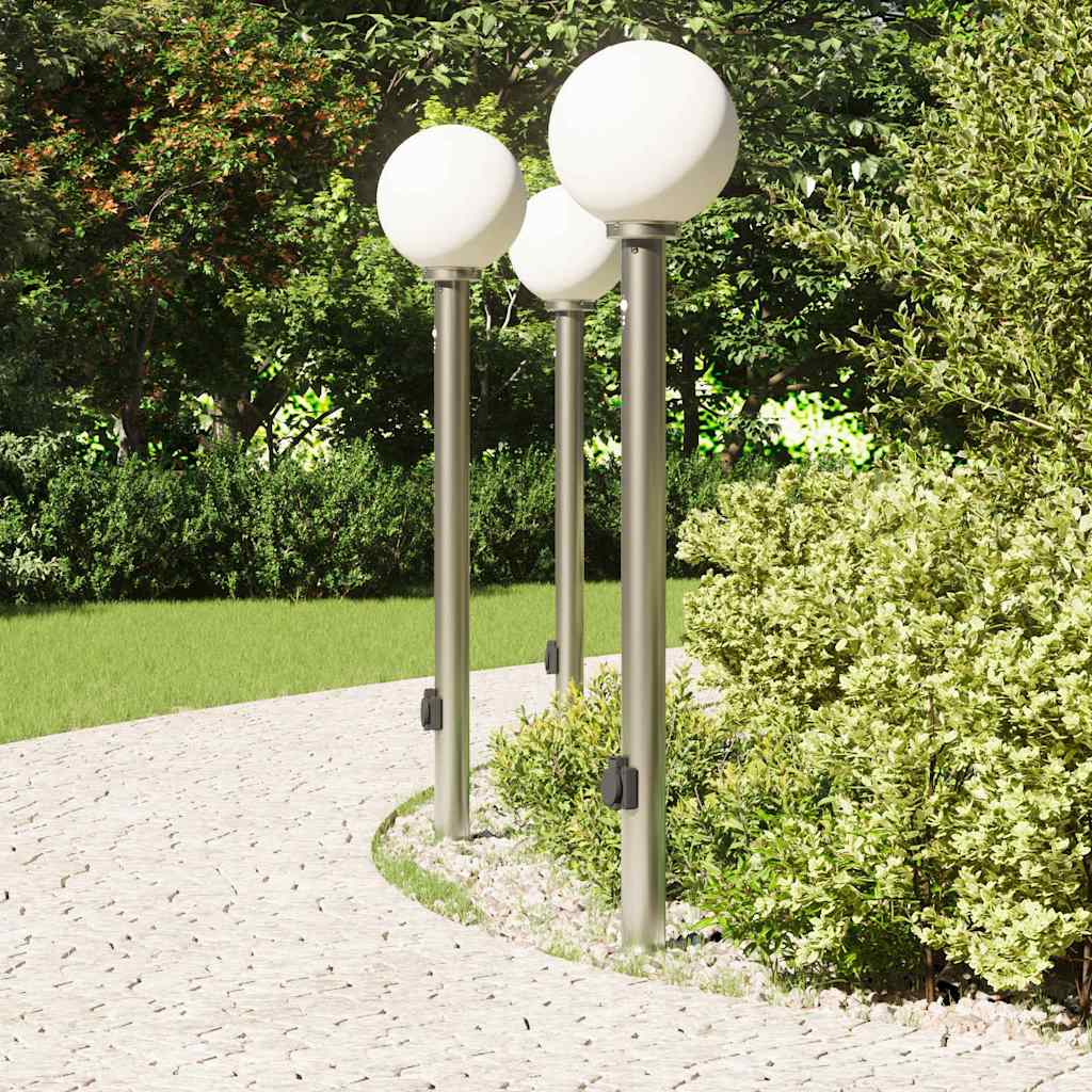 Bollard Lights with Sensor&Outlet 3 pcs 120 cm
