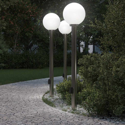 Bollard Lights with Sensor&Outlet 3 pcs 120 cm