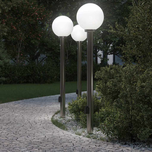 Bollard Lights with Sensor&Outlet 3 pcs 120 cm