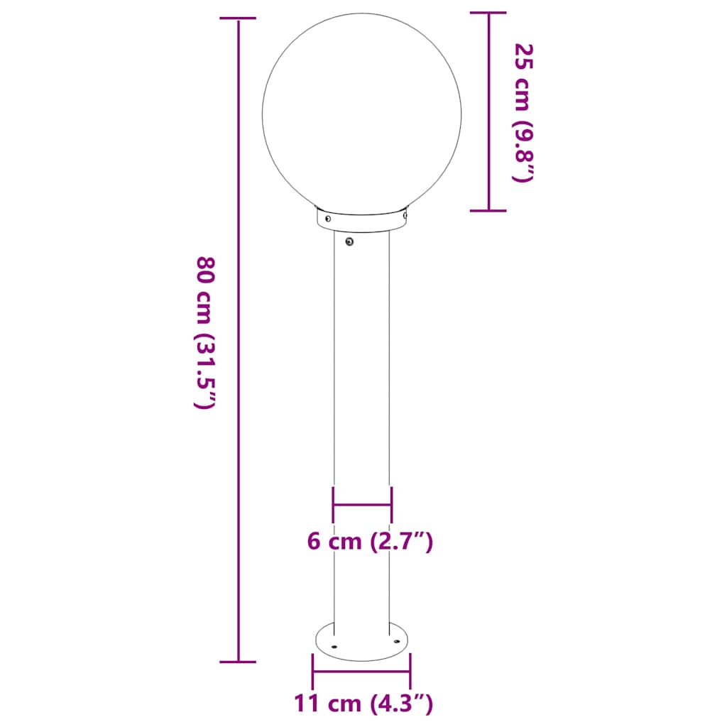 Bollard Lights 3 pcs 80 cm Black IP44