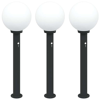 Bollard Lights with Sensor 3 pcs 80 cm Black IP44