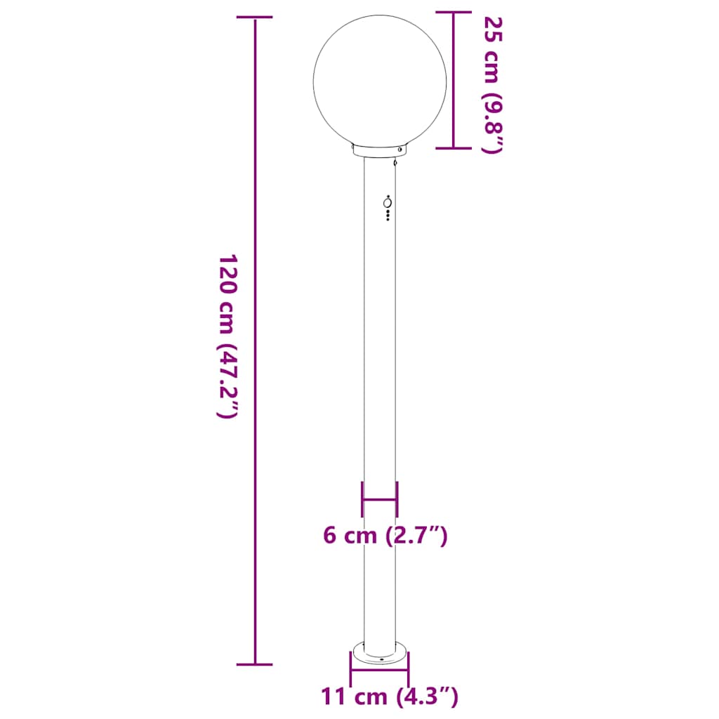 Bollard Light with Sensor 120 cm Black IP44