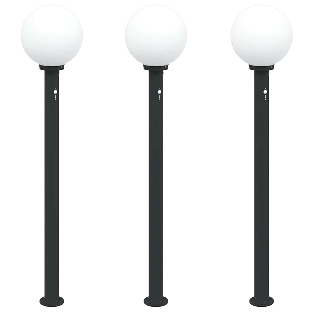 Bollard Lights with Sensor 3 pcs 120 cm Black IP44