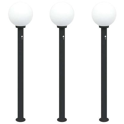 Bollard Lights with Sensor 3 pcs 120 cm Black IP44