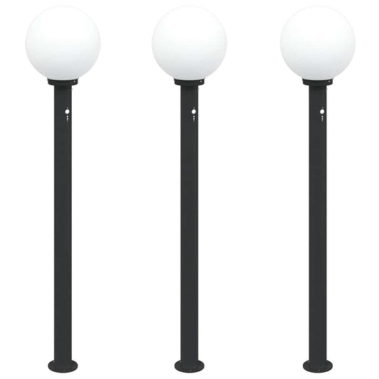 Bollard Lights with Sensor 3 pcs 120 cm Black IP44