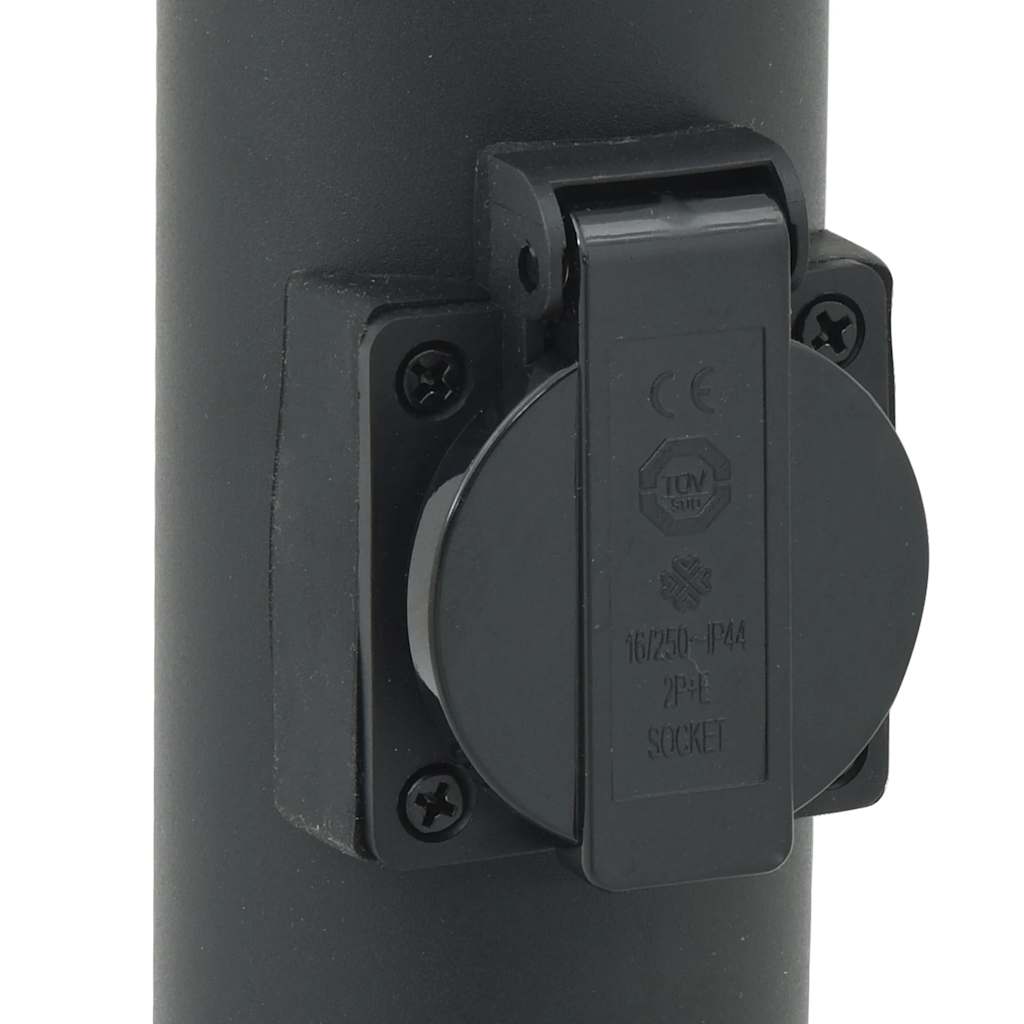 Bollard Lights with Outlet 3 pcs 80 cm Black IP44