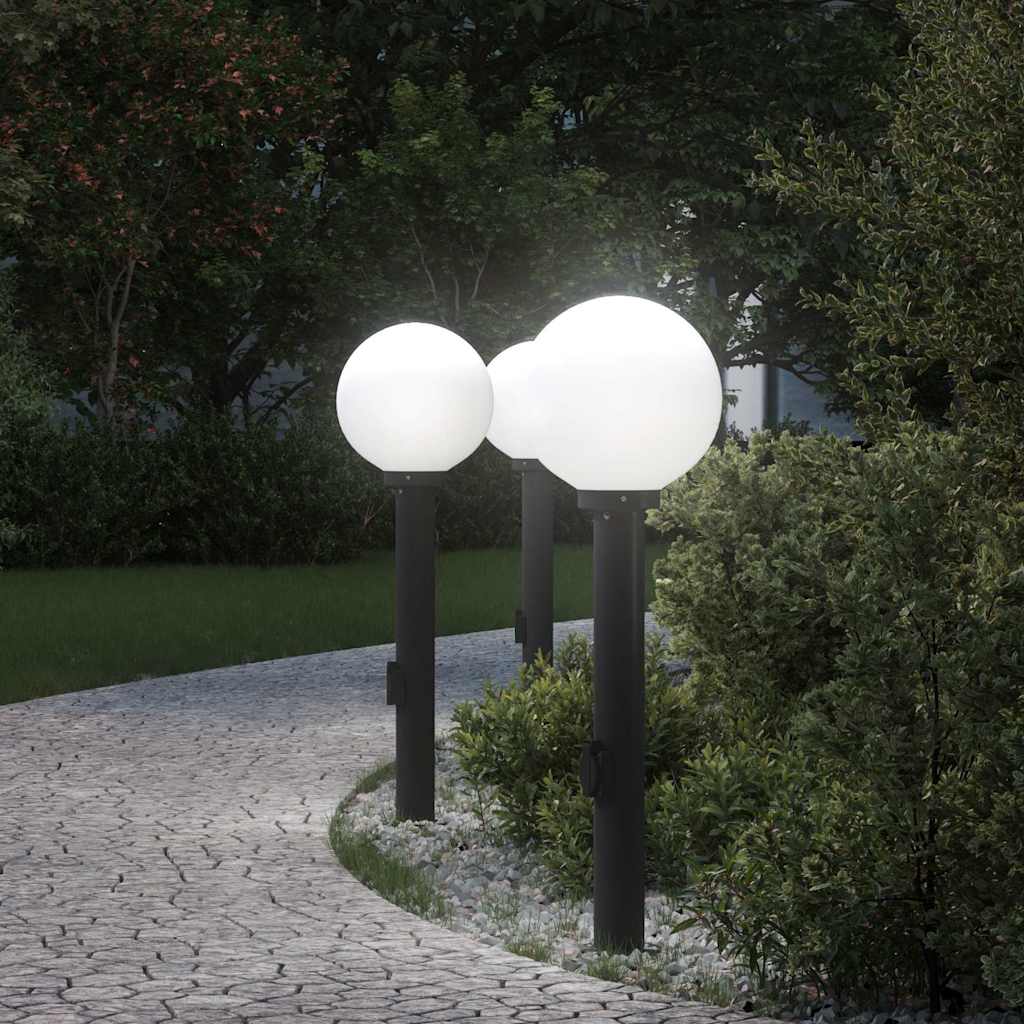 Bollard Lights with Outlet 3 pcs 80 cm Black IP44