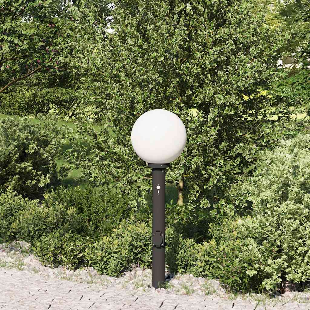 Bollard Light with Sensor&Outlet 80 cm Black IP44