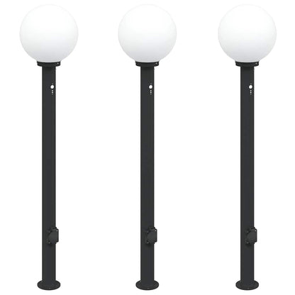 Bollard Lights with Sensor&Outlet 3 pcs 120 cm Black IP44