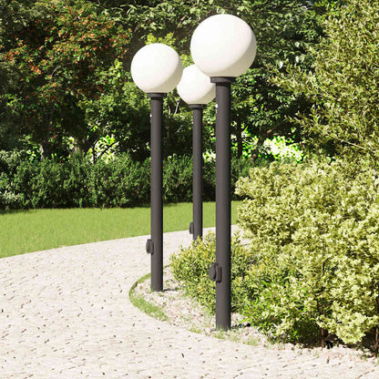 Bollard Lights with Sensor&Outlet 3 pcs 120 cm Black IP44