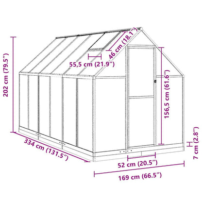 Greenhouse with Base Frame Anthracite 334x169x202 cm Aluminium