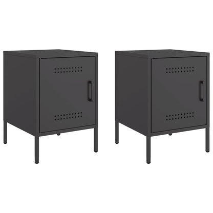 Bedside Cabinets 2 pcs Black 36x39x50,5 cm Steel