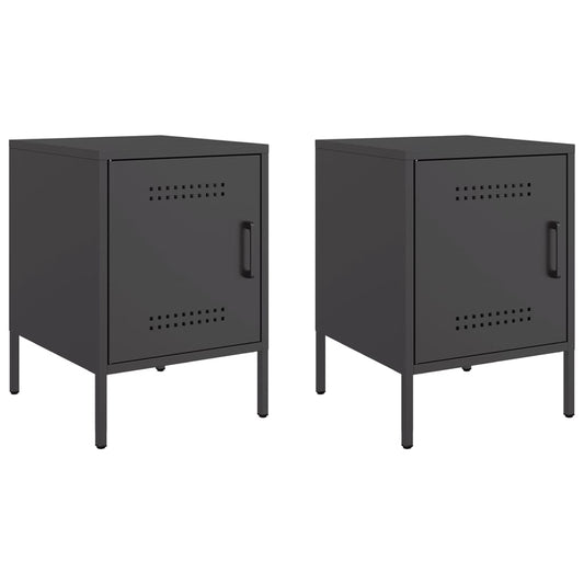 Bedside Cabinets 2 pcs Black 36x39x50,5 cm Steel