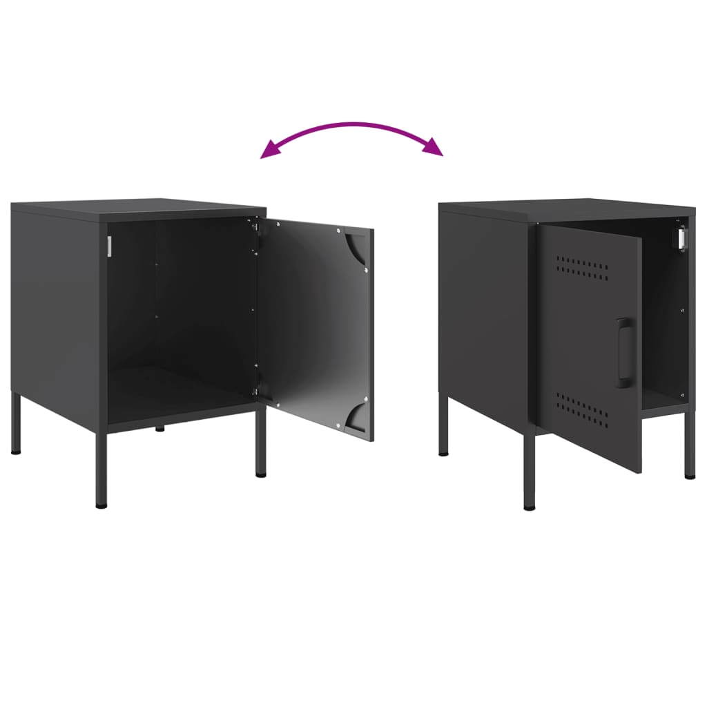 Bedside Cabinets 2 pcs Black 36x39x50,5 cm Steel