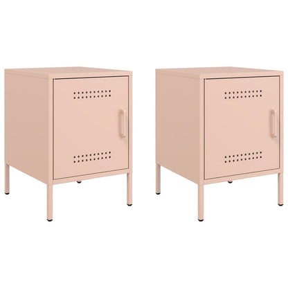 Bedside Cabinets 2 pcs Pink 36x39x50,5 cm Steel
