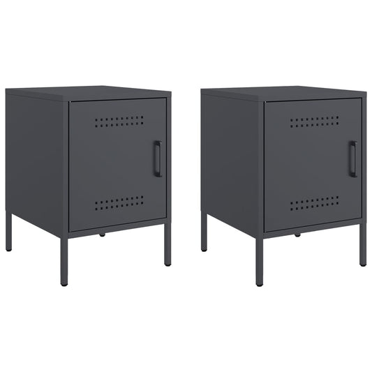 Bedside Cabinets 2 pcs Anthracite 36x39x50,5 cm Steel