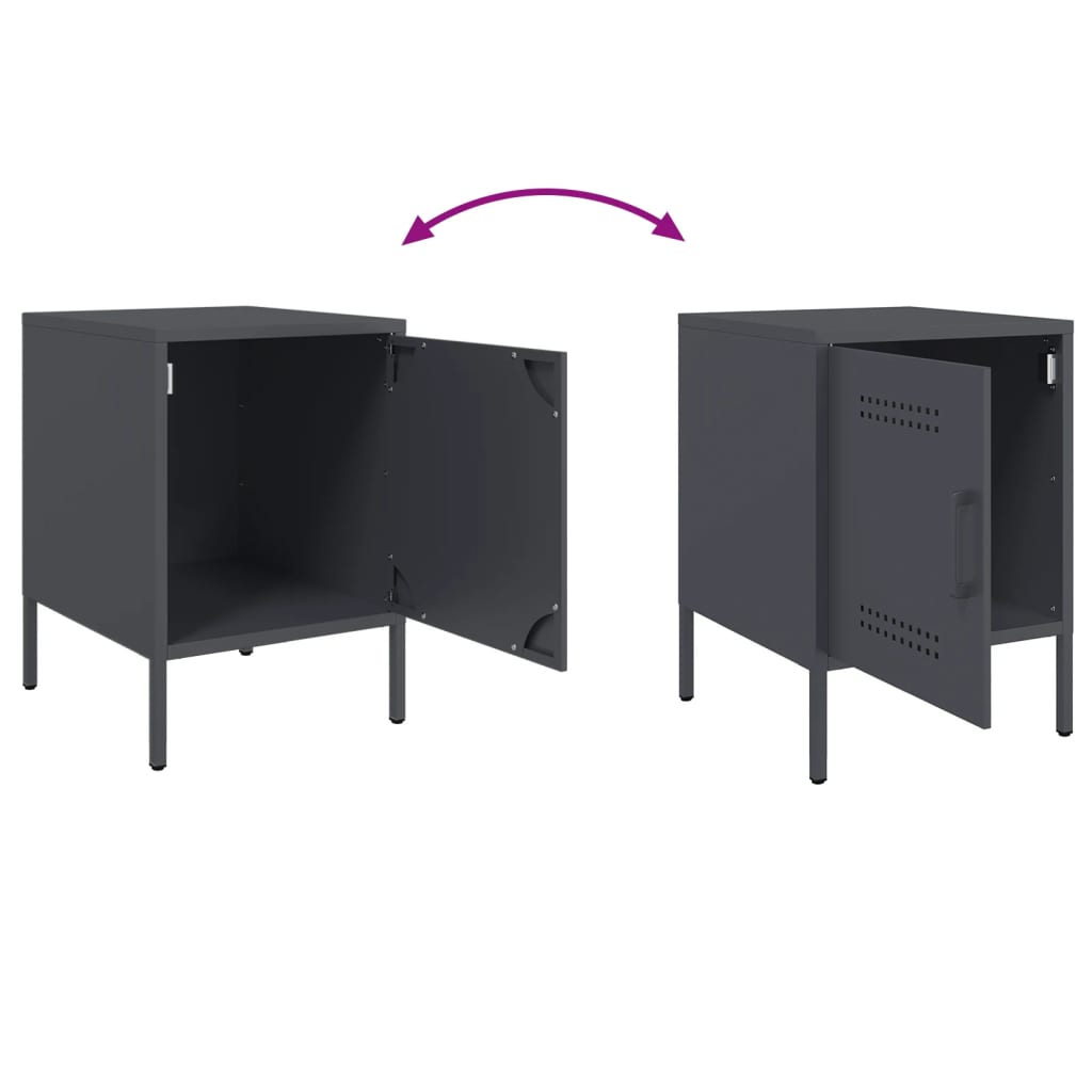 Bedside Cabinets 2 pcs Anthracite 36x39x50,5 cm Steel