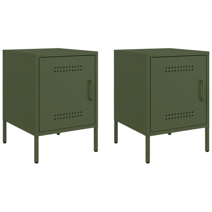 Bedside Cabinets 2 pcs Olive Green 36x39x50,5 cm Steel
