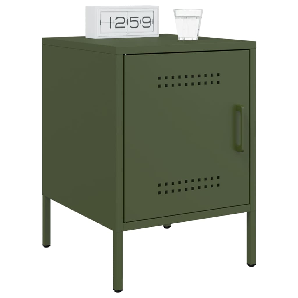 Bedside Cabinets 2 pcs Olive Green 36x39x50,5 cm Steel