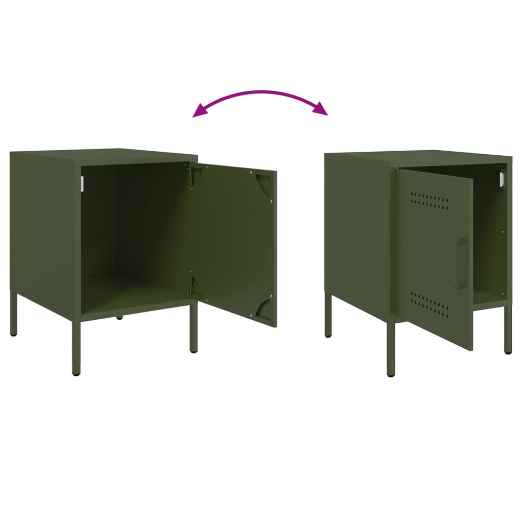 Bedside Cabinets 2 pcs Olive Green 36x39x50,5 cm Steel