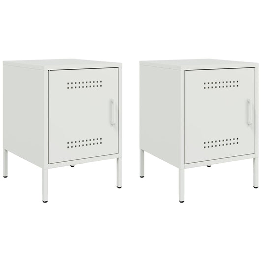 Bedside Cabinets 2 pcs White 36x39x50,5 cm Steel