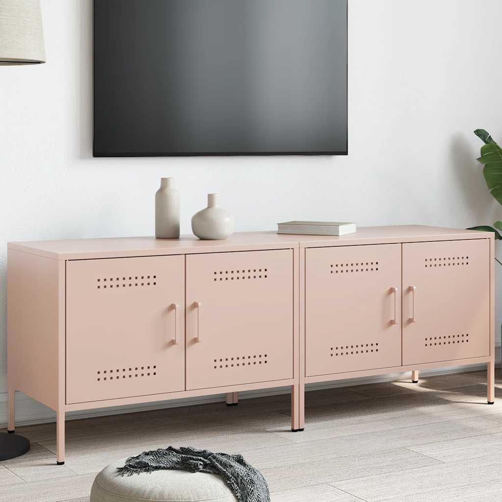 2 Piece TV Cabinet Set Pink 68x39x50,5 cm Steel
