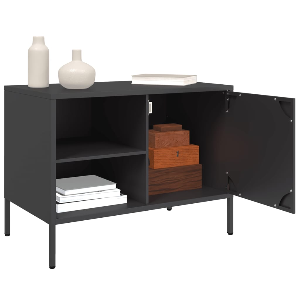 2 Piece TV Cabinet Set Black 68x39x50,5 cm Steel