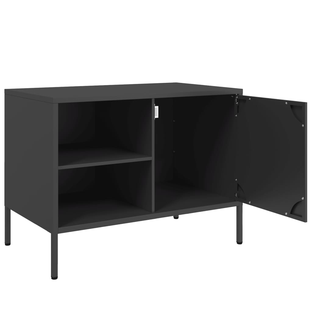 2 Piece TV Cabinet Set Black 68x39x50,5 cm Steel