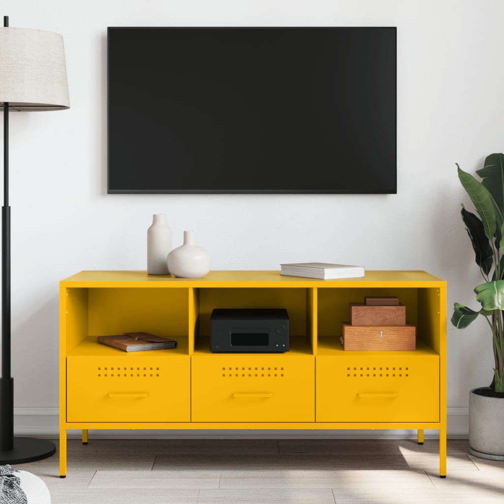 TV Cabinet Mustard Yellow 100,5x39x50,5 cm Steel