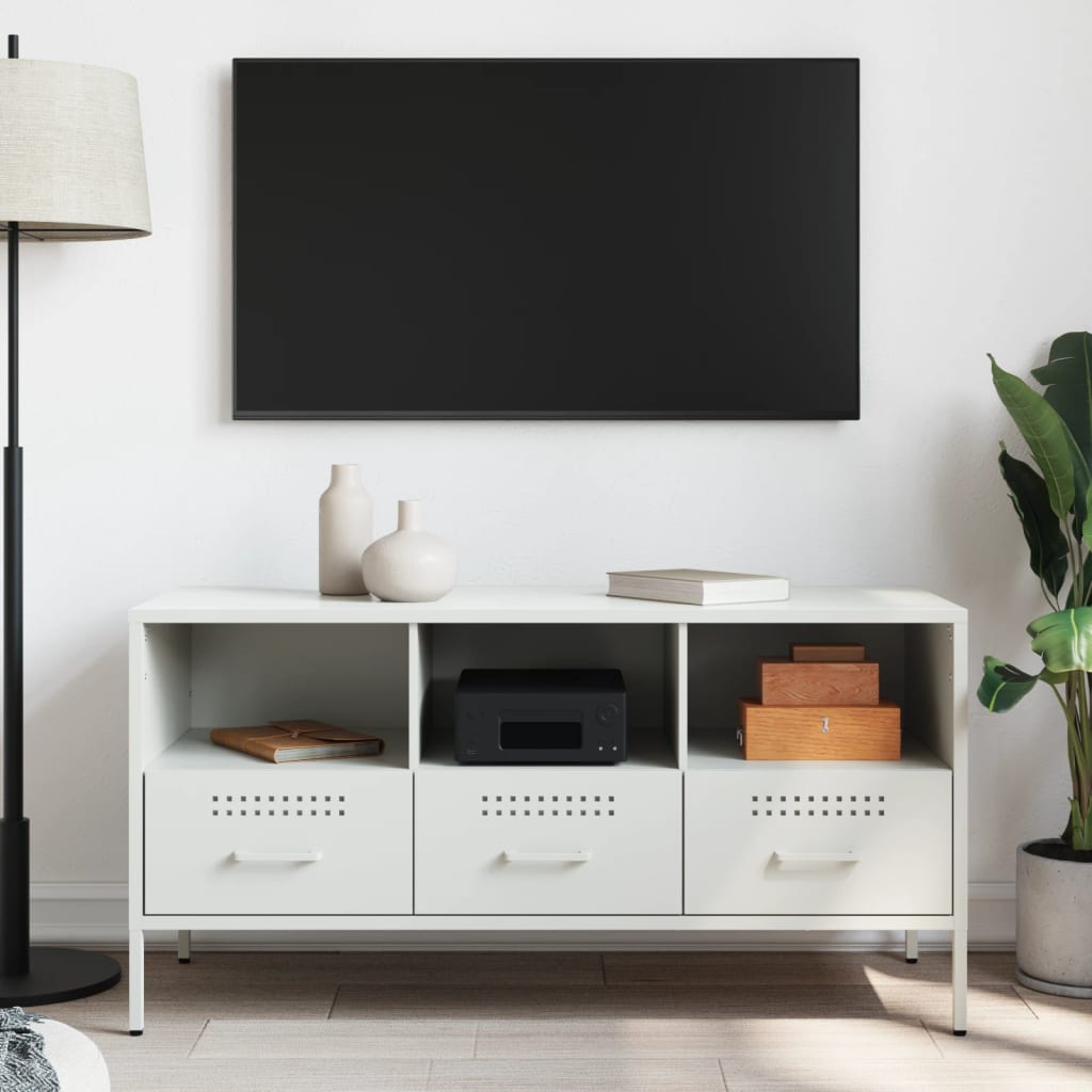 TV Cabinet White 100,5x39x50,5 cm Steel