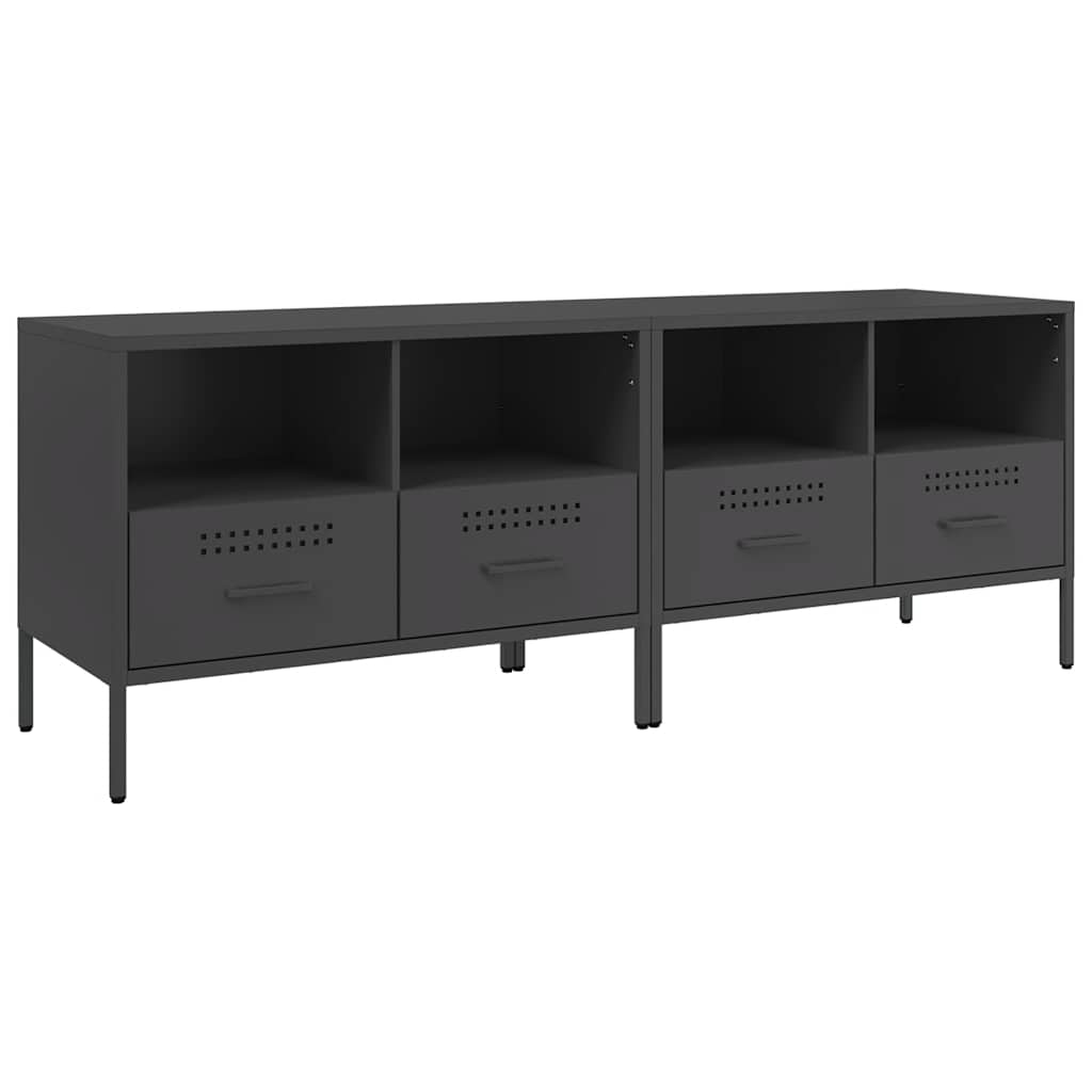 2 Piece TV Cabinet Set Black 68x39x50,5 cm Steel