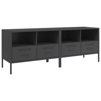 2 Piece TV Cabinet Set Black 68x39x50,5 cm Steel