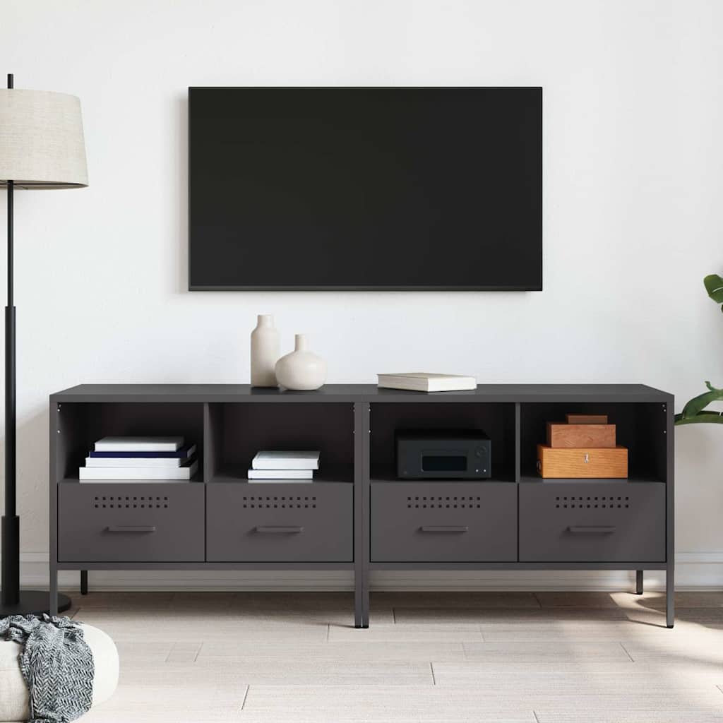 2 Piece TV Cabinet Set Black 68x39x50,5 cm Steel